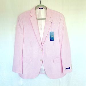 Men’s Pink and White Seersucker Blazer